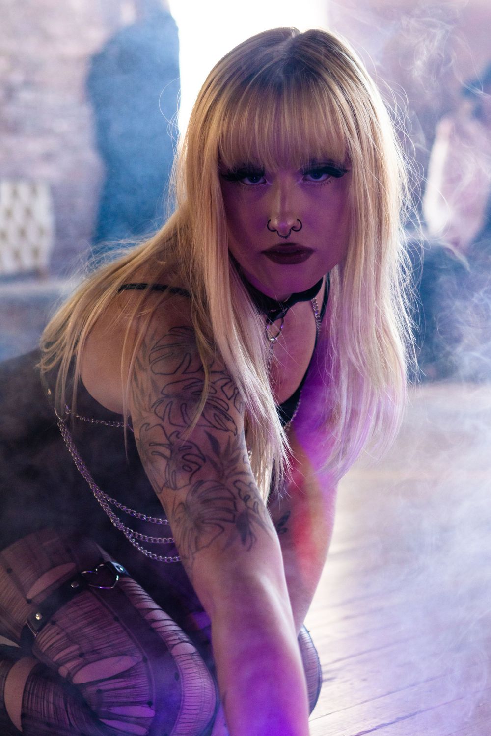 Candice (Bandicex) poses on the floor of a studio in Junction City, Oregon.