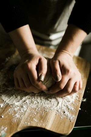 Kneading bread. Photo by Samantha Bateman.