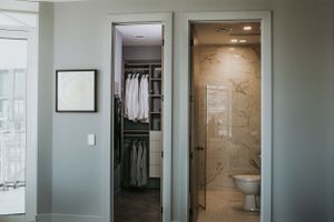 Tridel Homes primary bedroom closet and bathroom layout. Photo by Samantha Bateman.