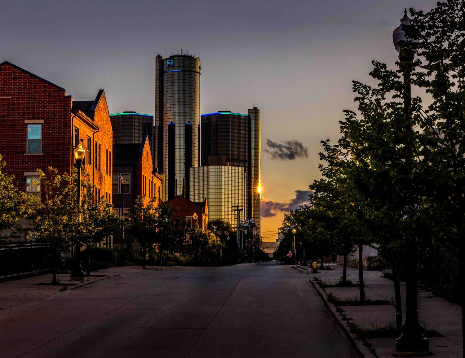 Downtown Detroit at sunset