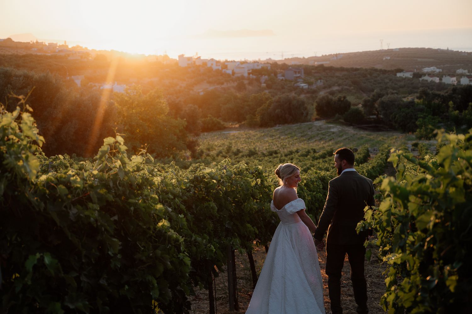 rustic chic vineyard wedding photographer in Agreco Farms, Crete Greece