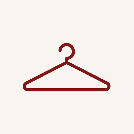 Minimalist red line drawing of curved shape on white background.