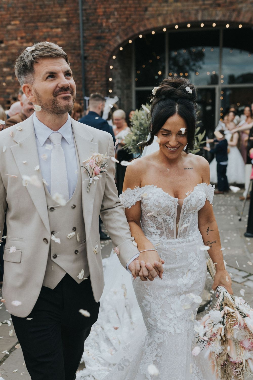 the barn at Morley's hall wedding photography confetti