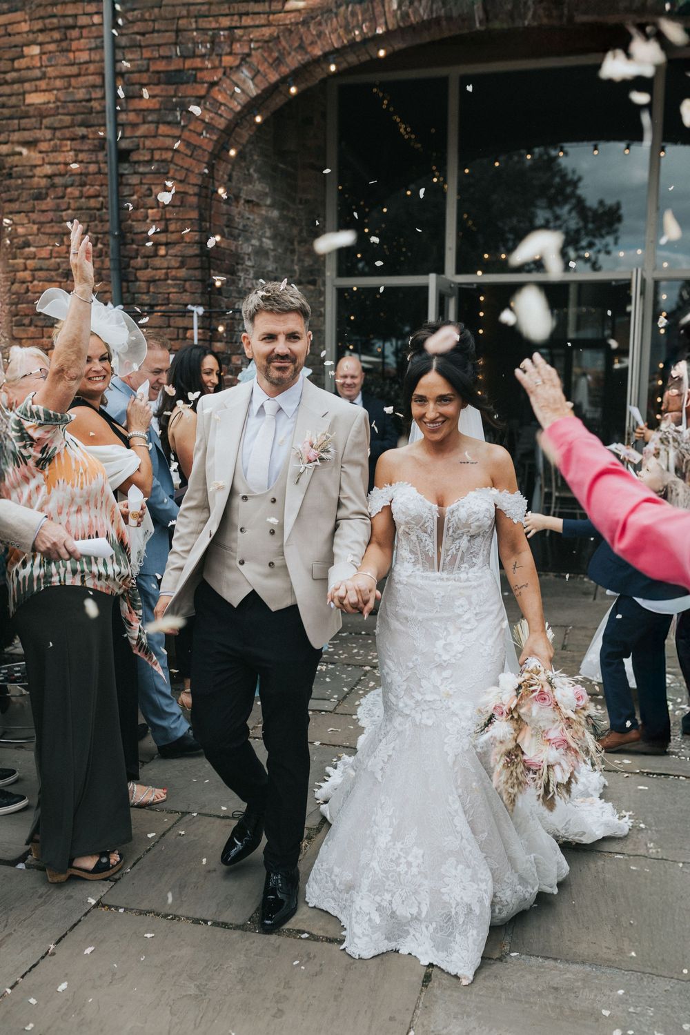the barn at Morley's hall wedding photography confetti