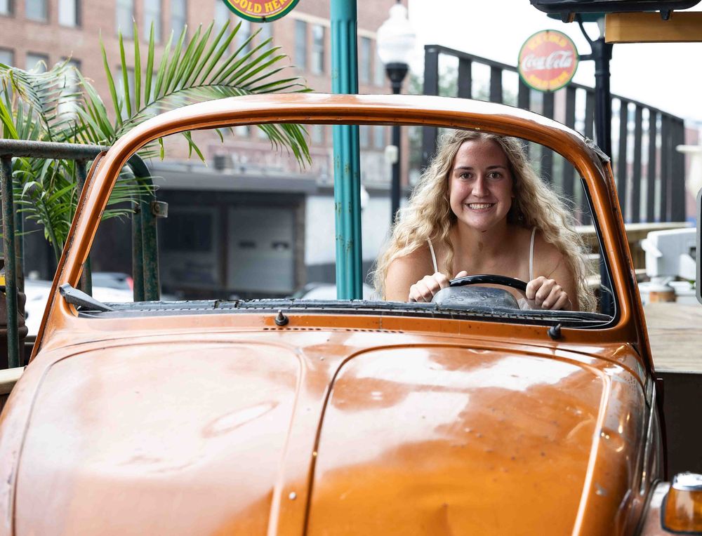 Senior session in the Old Market, downtown Omaha.
