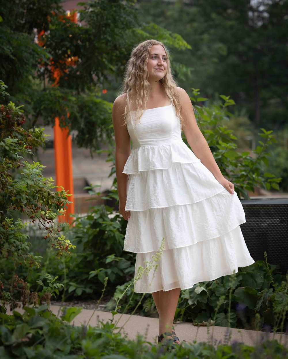 Senior session on the Gene Leahy Mall riverfront  in downtown Omaha.