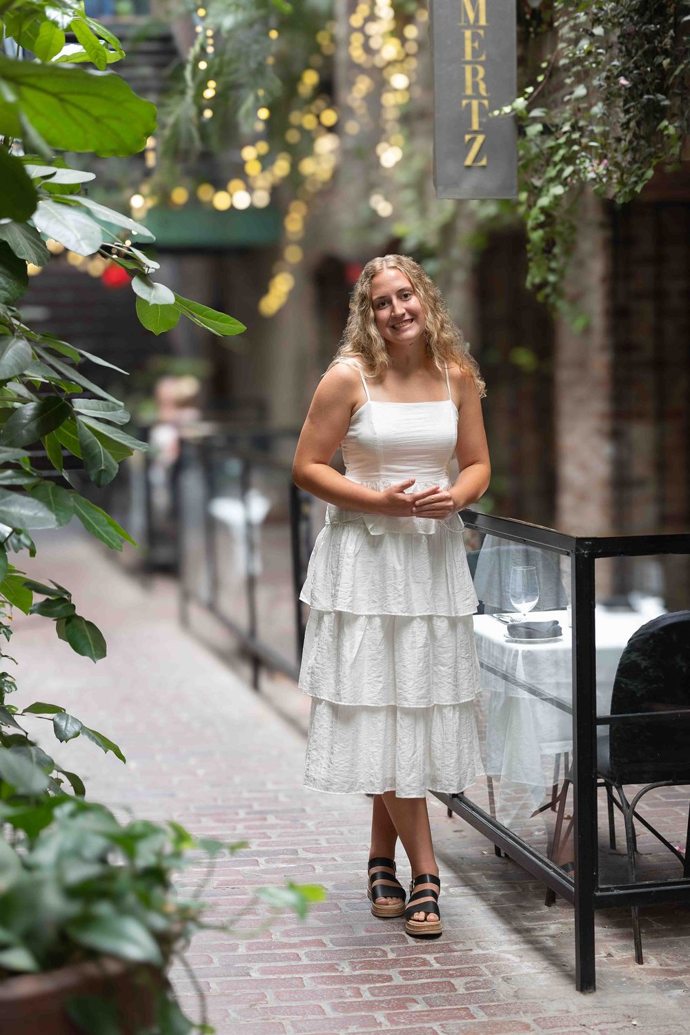 Senior session in downtown Omaha, the Old Market Passageway.