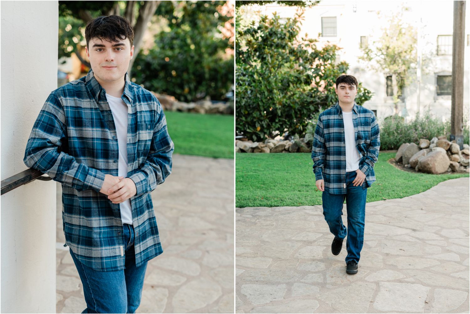 senior photos | slo senior guy photos in downtown slo sitting on mission slo stairs | mission college prep senior | felisha connolly
