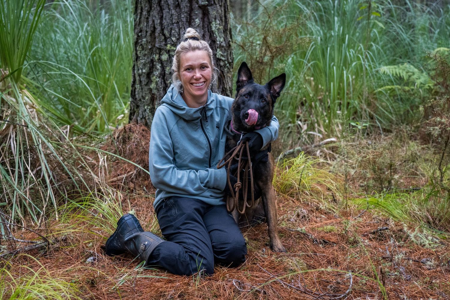 Davina and her Belgian Malinois, Reba