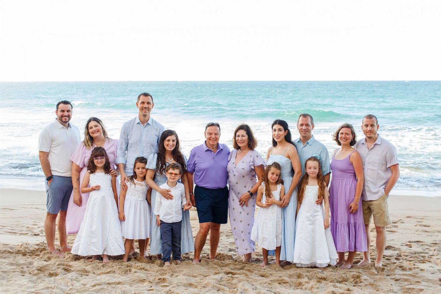 Extended family portrait on the beach. San Juan, Puerto Rico.