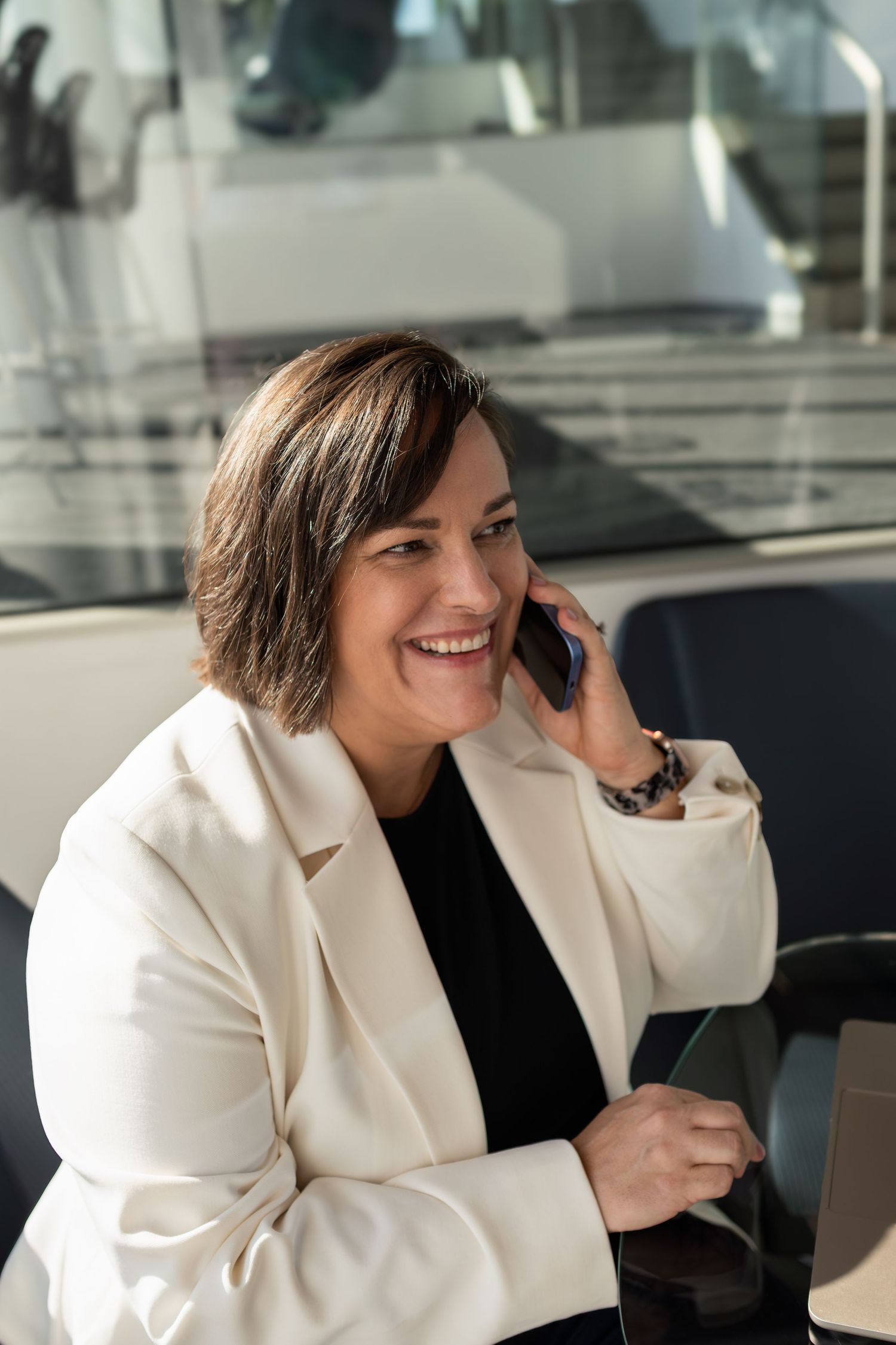 Professional headshot of a woman seated in Columbus, Ohio, photographed by Jamie Macey Photography