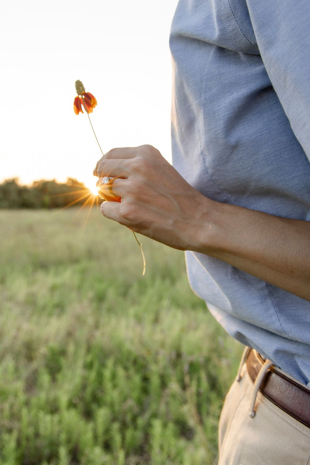 Romantic Dripping Springs engagement session with guided vogue style posing.