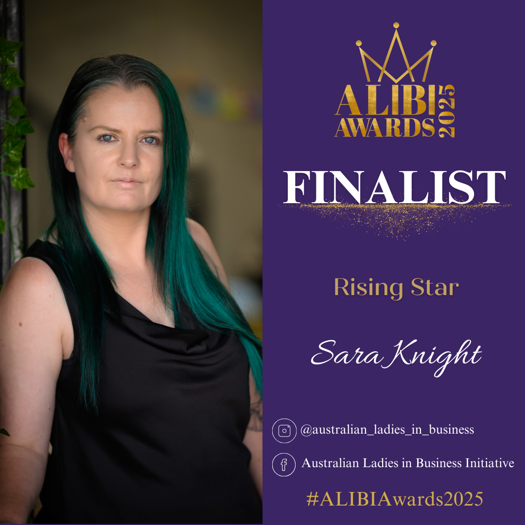 ALIBI Awards 2025 Rising Star finalist announcement with purple and gold crown design.