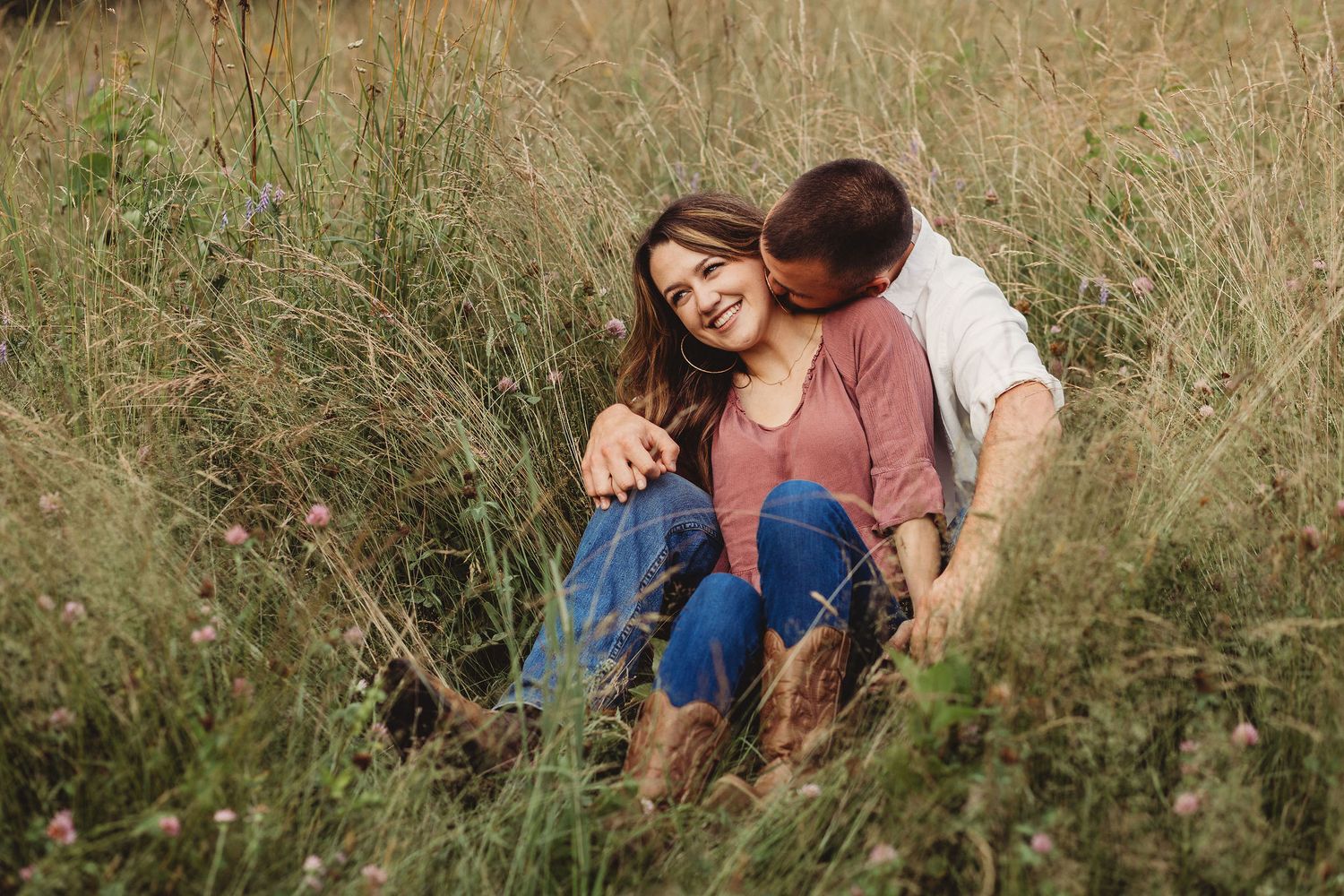 Professional photo of a couple in the tall grass