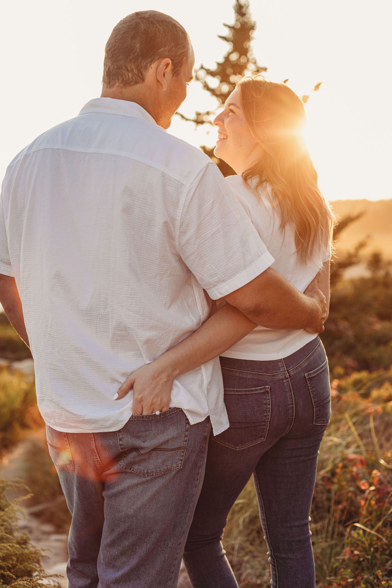 A professional photo of a couple on the beach
