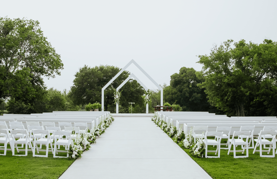 Outdoor ceremony setup at The Delanie, a Dallas wedding venue