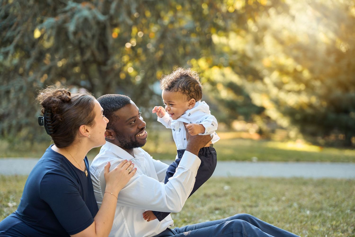 Family portrait during fall family portrait session in Queens.