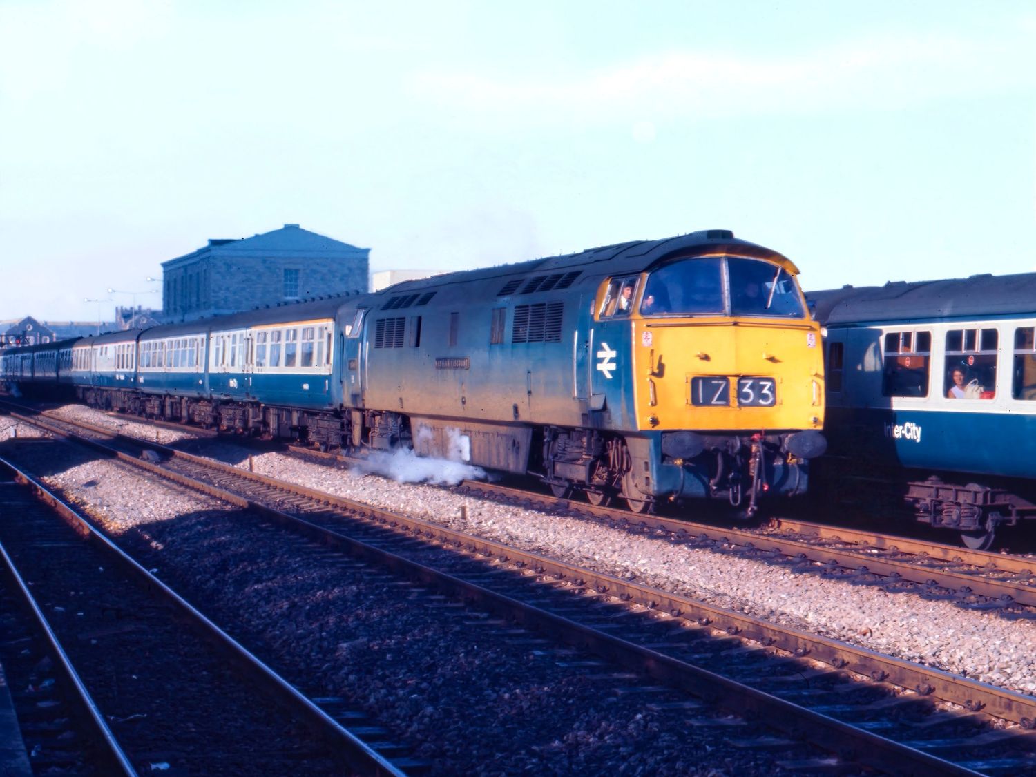 BR Class 52 Diesel-Hydraulic Locomotive D1045  'Western Viscount' passing Swindon Station on the morning of 22nd September 1973
