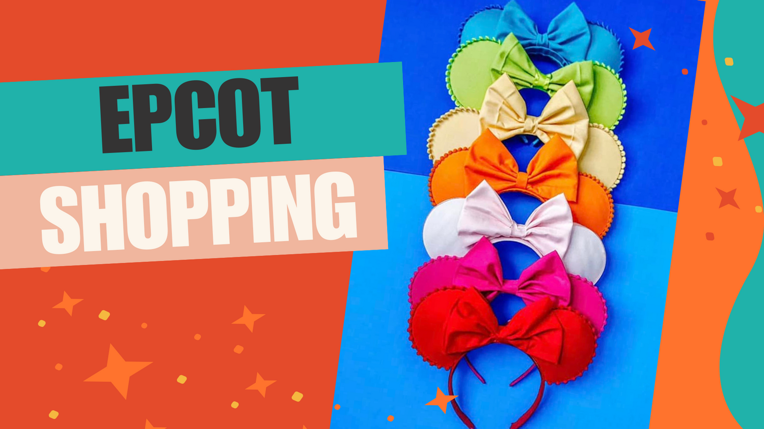 Colorful collage of overlapping rectangular text banners and star graphics in orange, blue, red and yellow.
