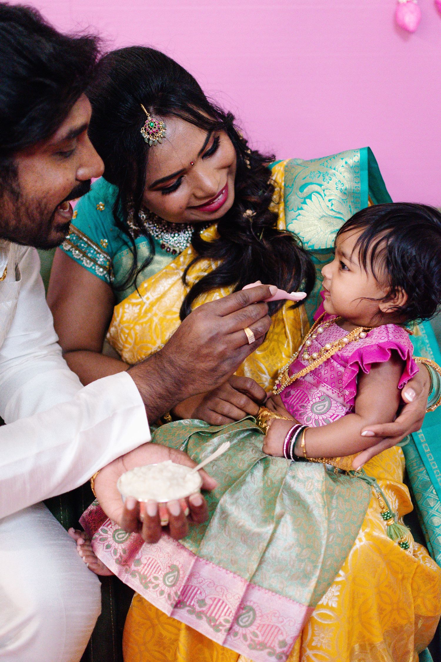 Family photography Visible Coffee Roasters Silver Firs location in Everett, WA Annaprashana Ceremony