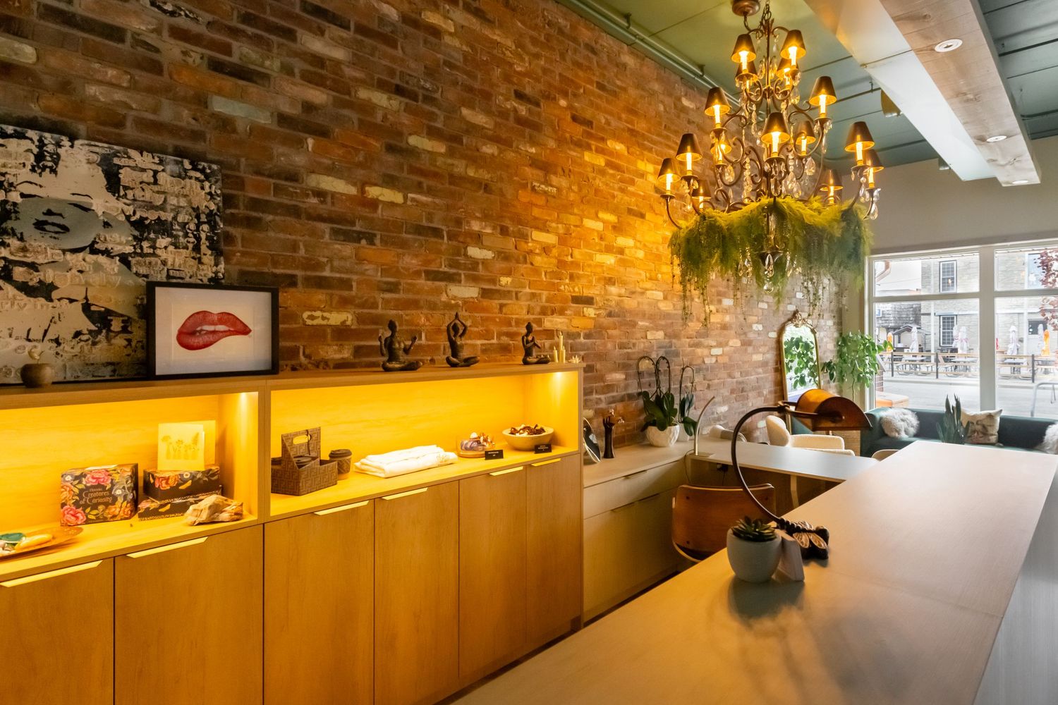 Real estate photography of a professionally designed yoga studio in Essex County, Ontario.