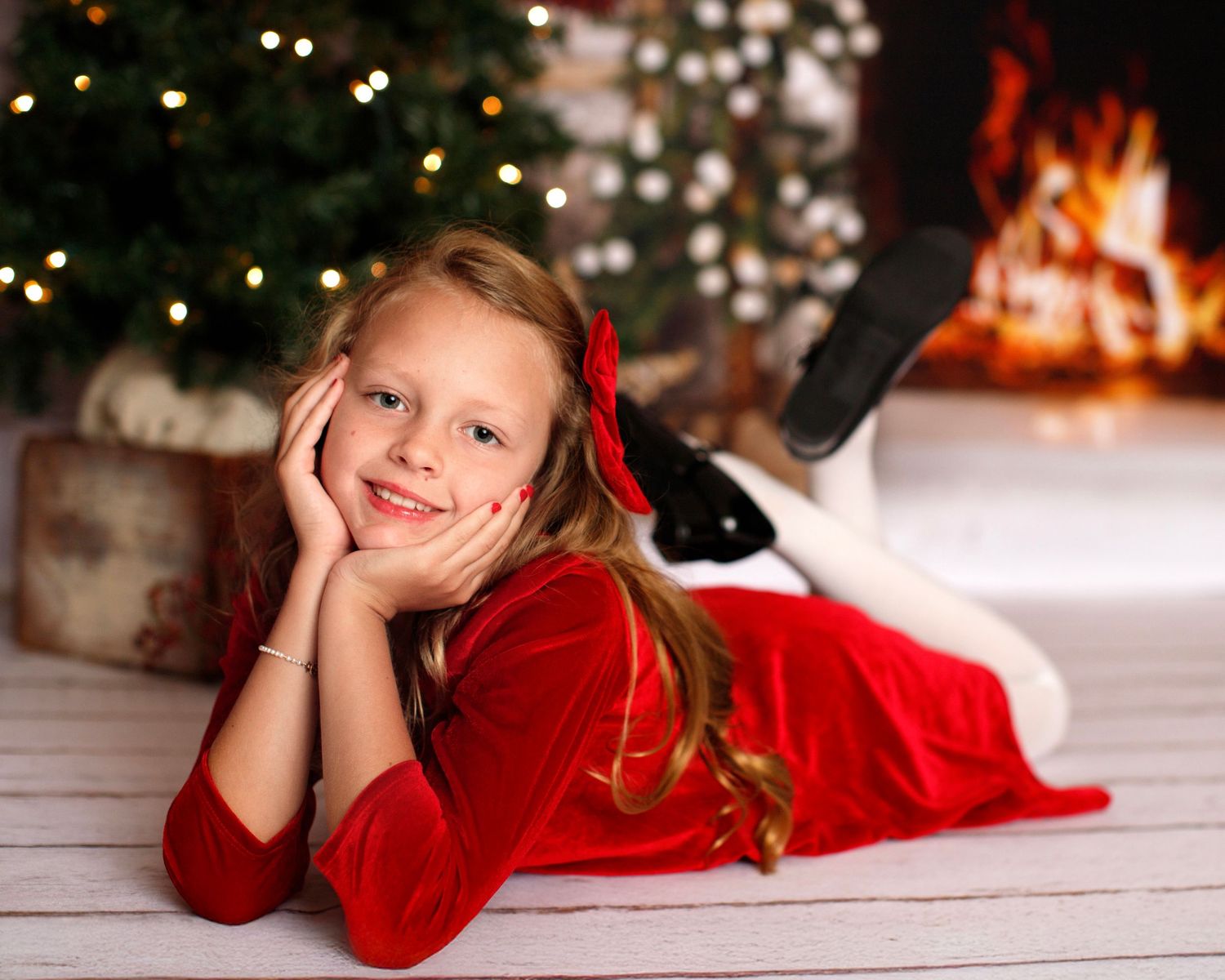 Bergen's best family photographer girl in red dress