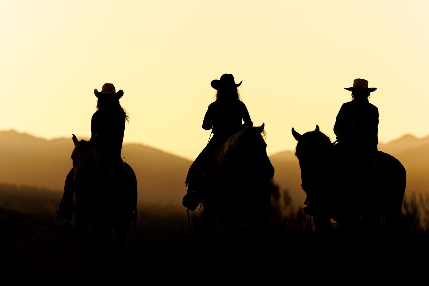 Horses graze beneath dramatic mountain peaks in a monochrome landscape.