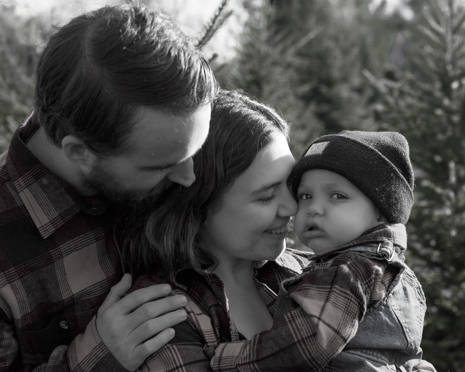 Family Christmas photos at CopenHaver tree farm in Missoula MT