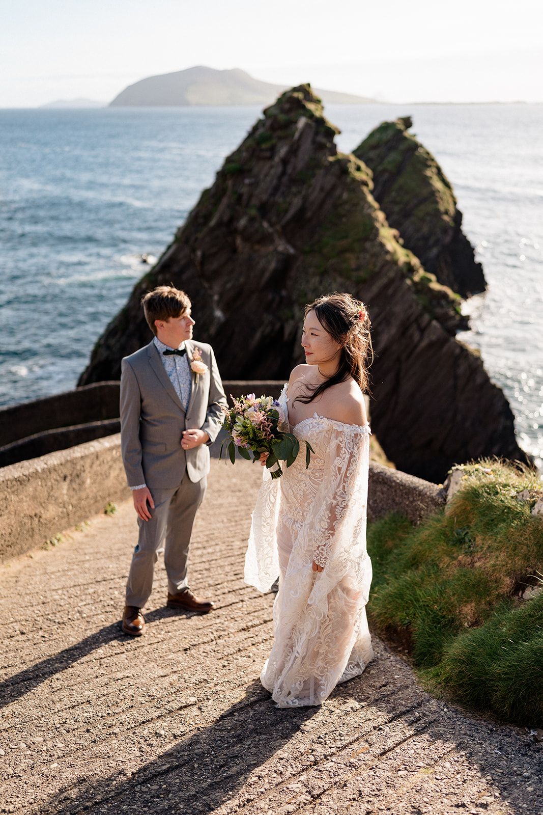 Slea Head Elopement Photos by Dingle Elopement Photographer Sarah Kate photography at Dunquin Pier