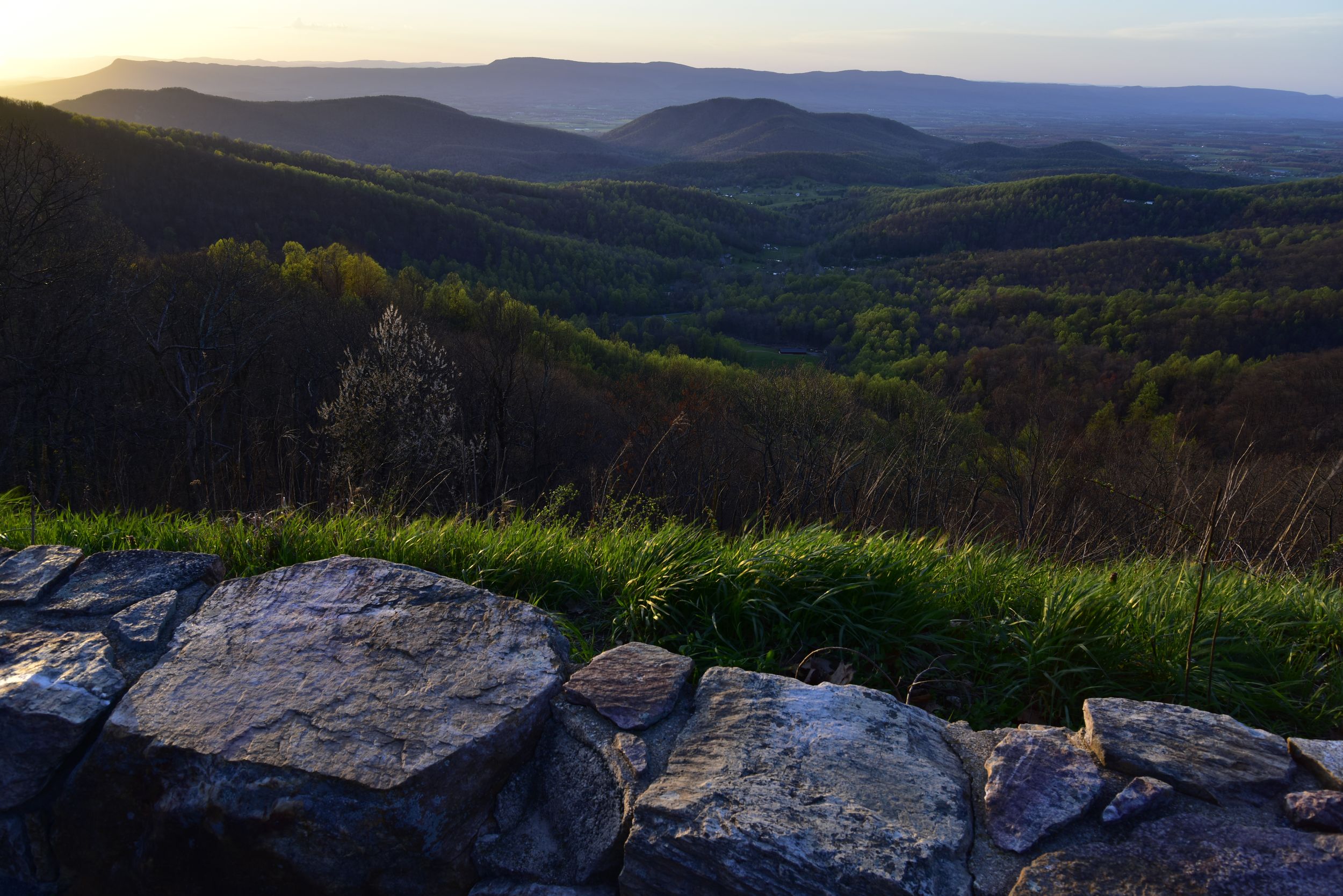Spring Sunset behind Massanutten mountain from Shenandoah National Park