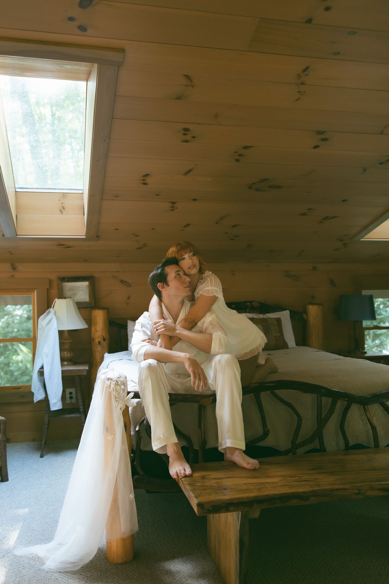 mountain cabin wedding day couple getting ready elopement private adventurous romantic moody vintage alternative NC SC GA TN photography