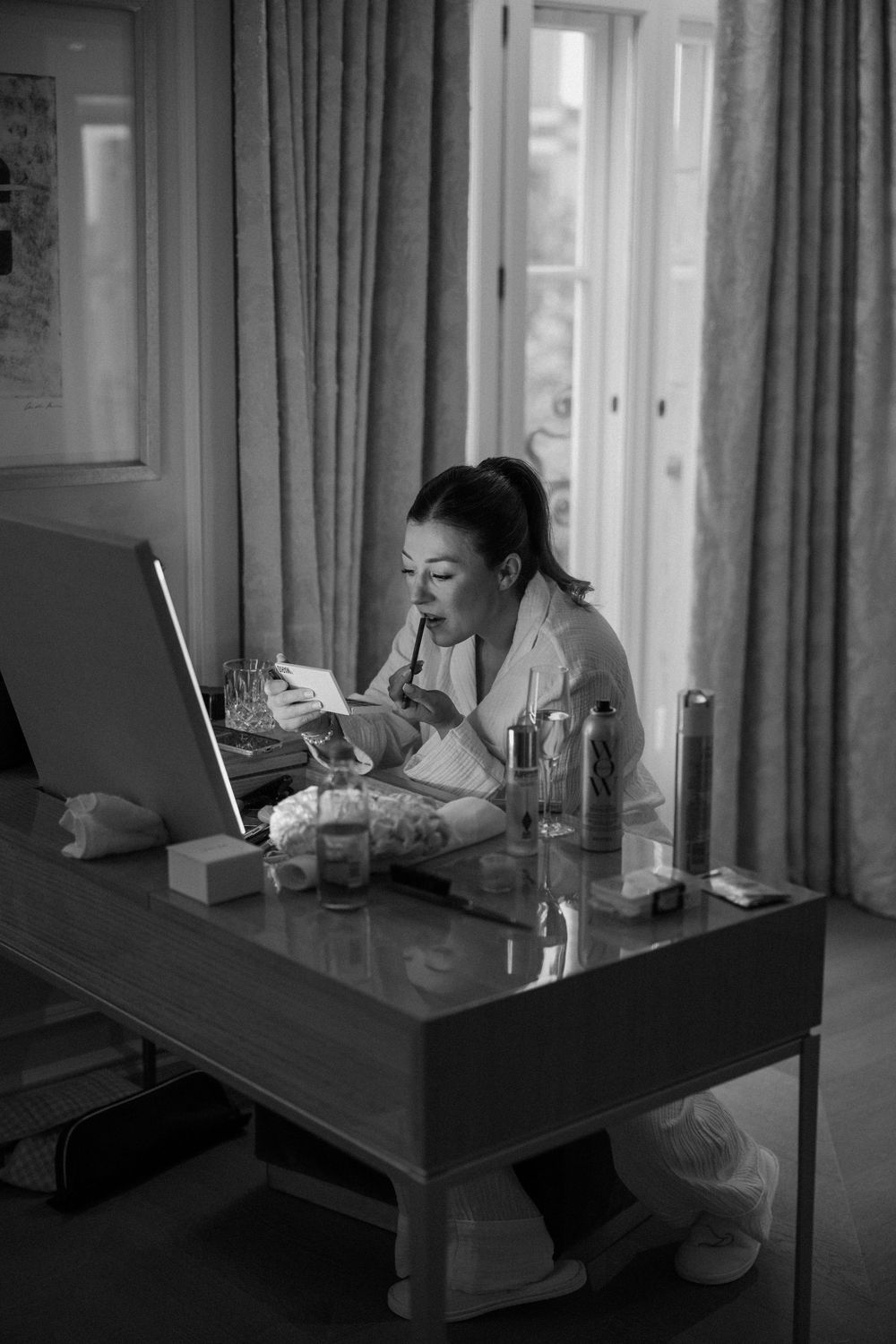 Bride gets ready for her wedding at The Landmark hotel London.