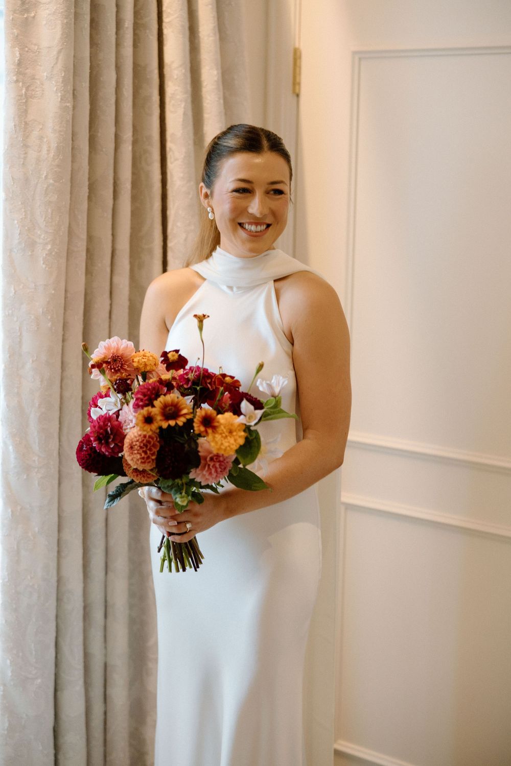 Bride gets ready for her wedding at The Landmark hotel London.