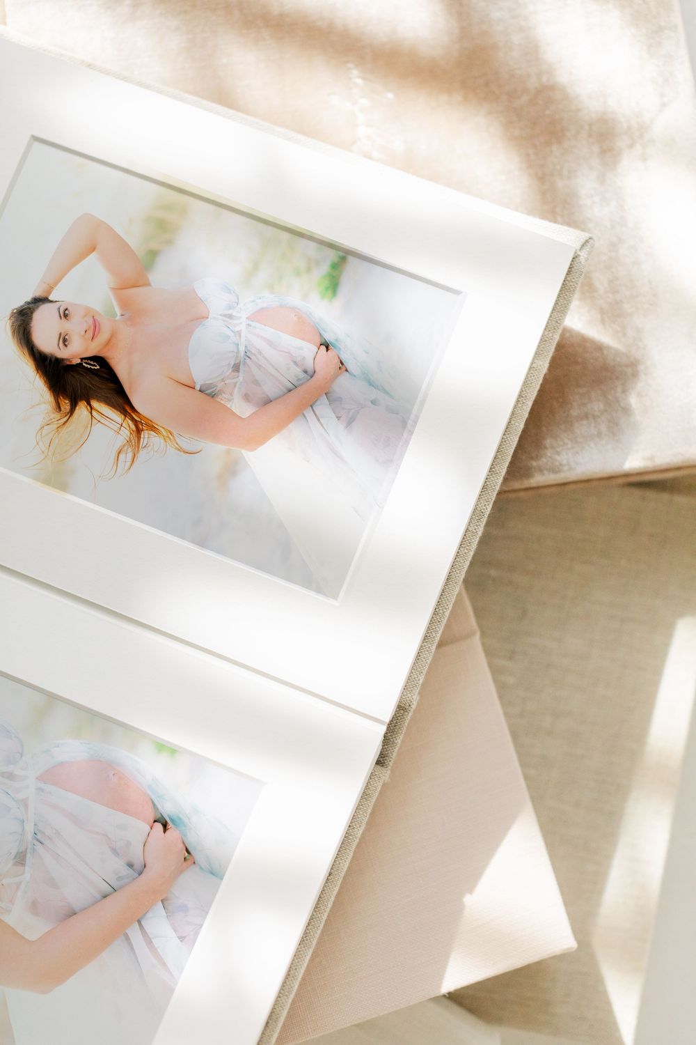maternity session velvet heirloom album giving luxury vibes in Tampa Bay florida