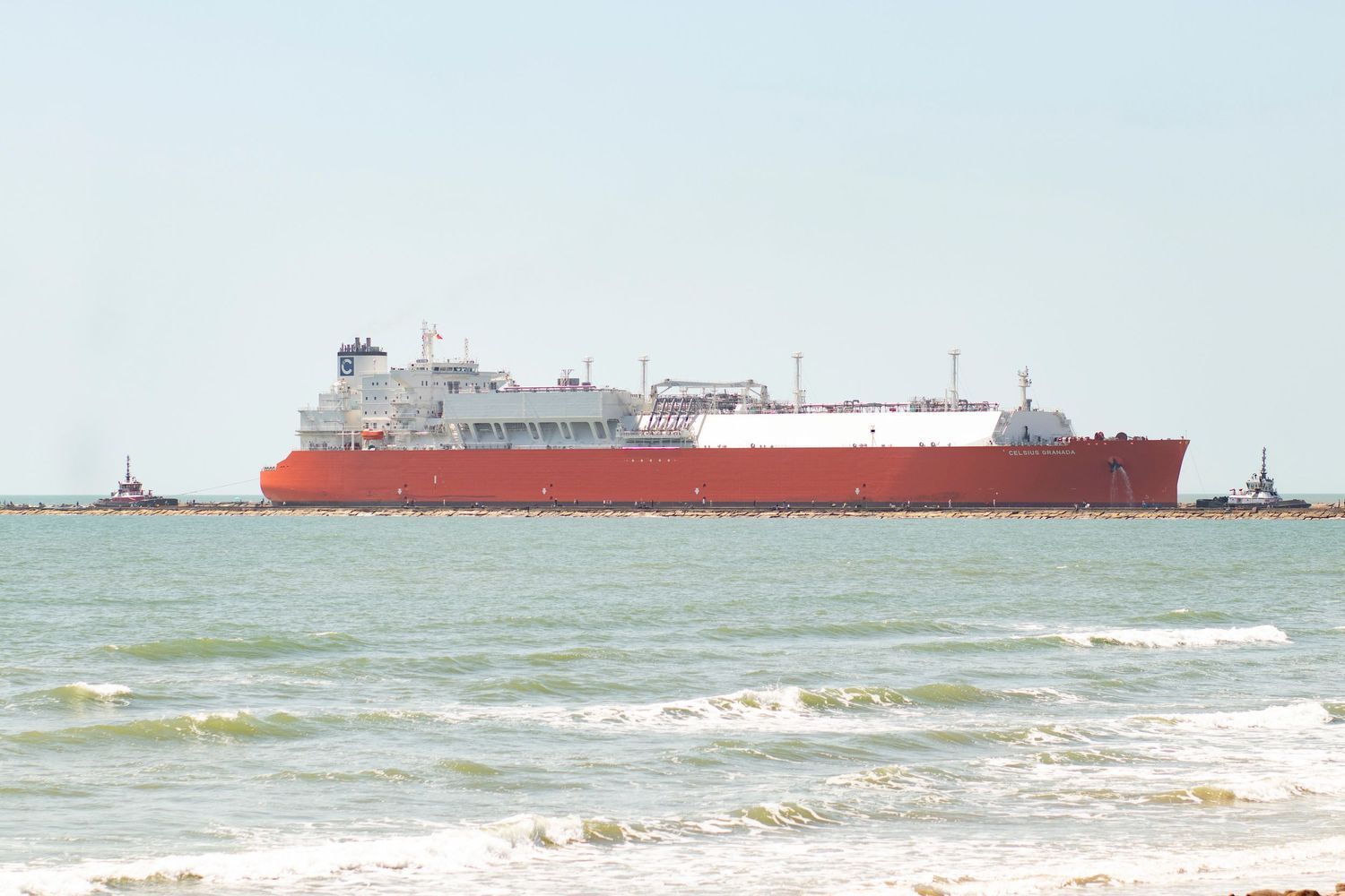 Ships coming into harbor in Surfside Texas
