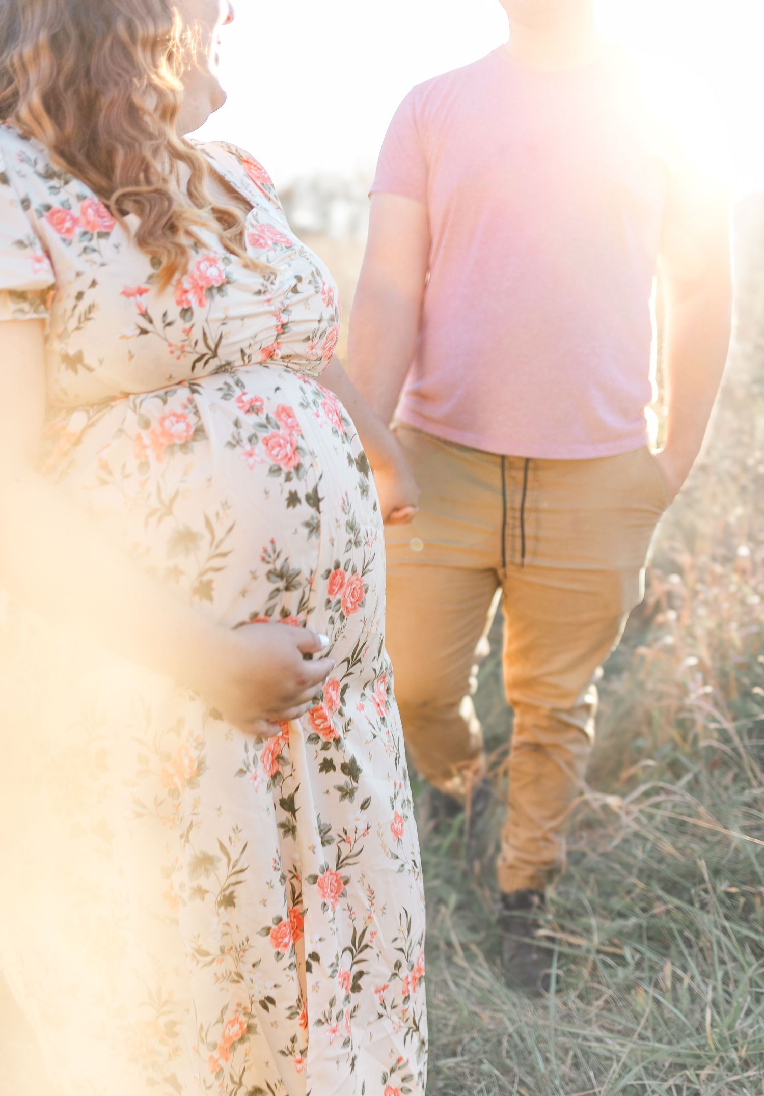 Couple walking during a maternity session, Gardiner, NY