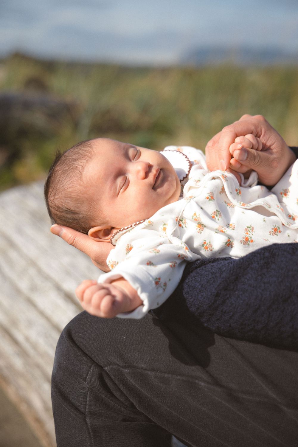 newborn portrait outdoors