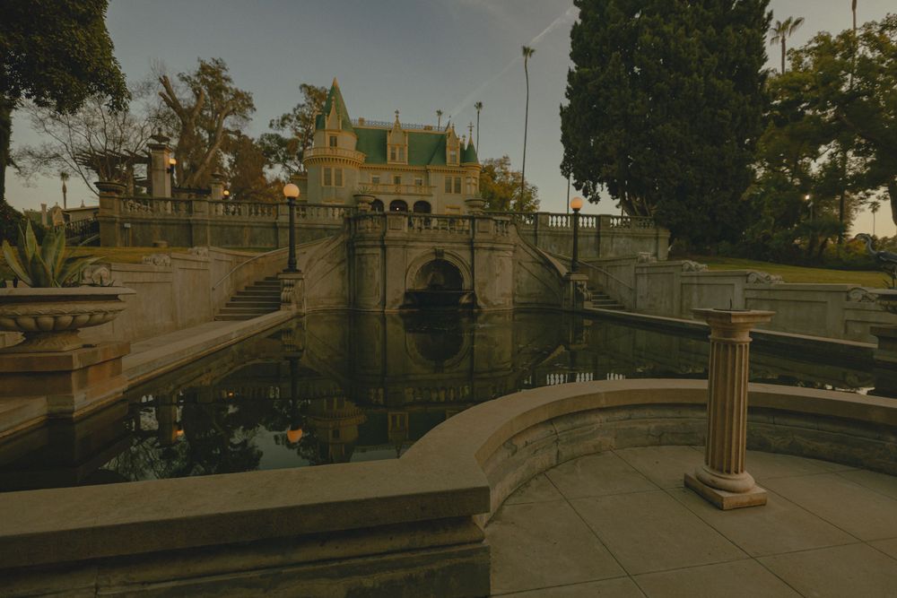 Wedding venues in California with a Bridgerton garden aesthetic and cinematic photographers with similar style