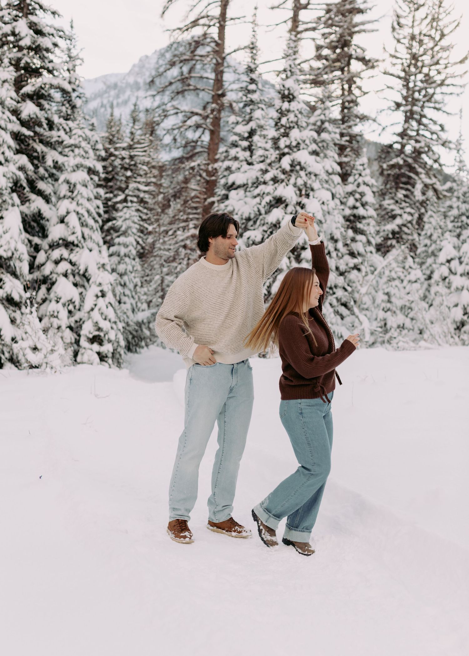 Snowy Mountain engagement photo session in Salt Lake City.