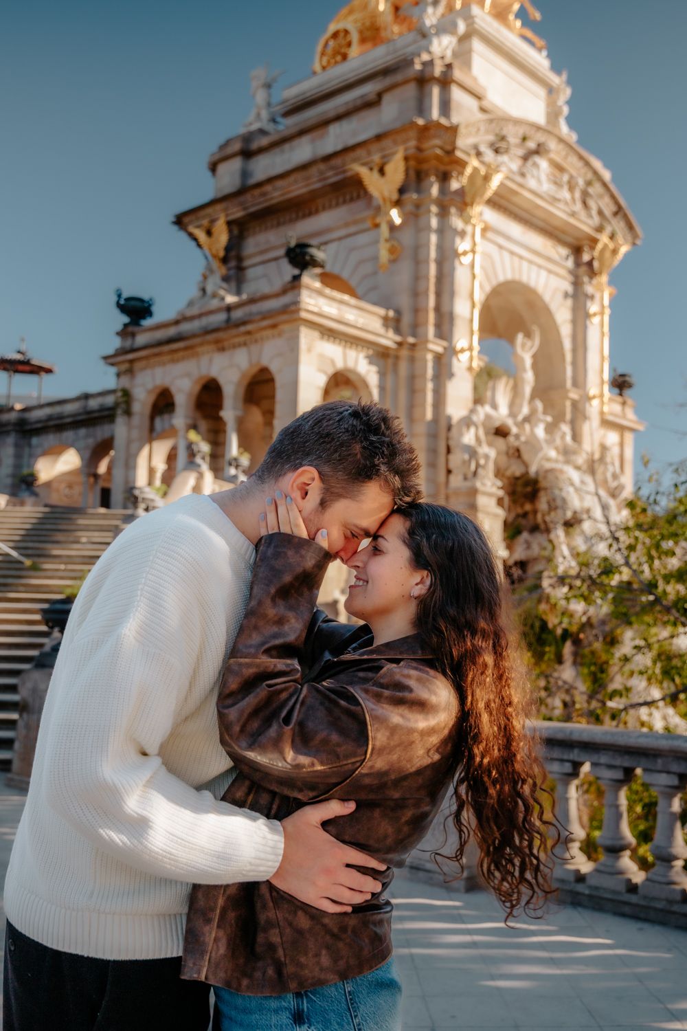 Joyful spin under trees Ciutadella Park Couples photoshoot Barcelona BarcelonaLoversPH