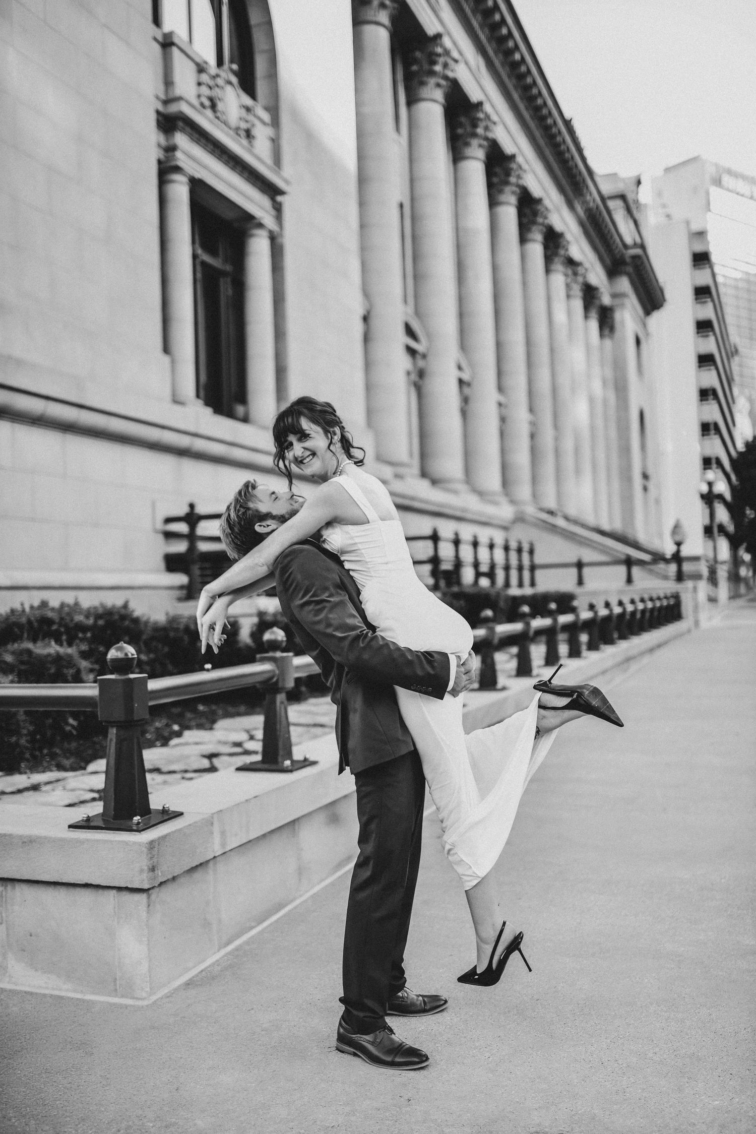 Romantic engagement photos near Scottish Rite Cathedral Dallas