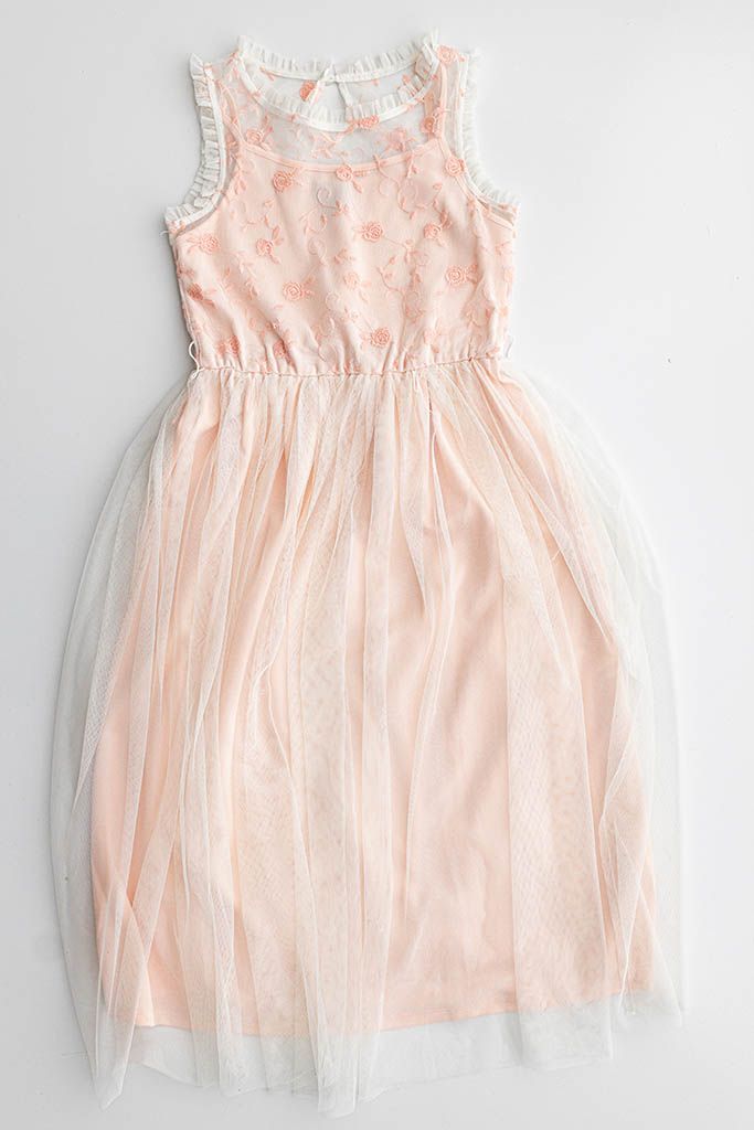 Blush pink sleeveless girls dress for Temecula children's photography.