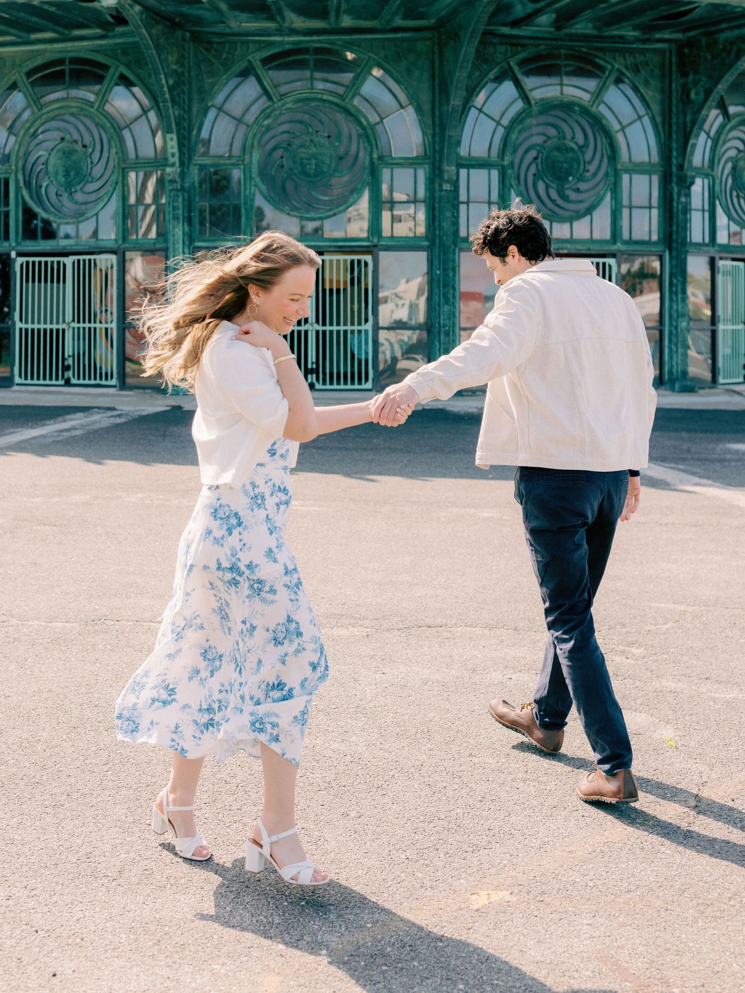 Early morning Asbury Park Engagement session Jeanie Jang photo New Jersey wedding photographer