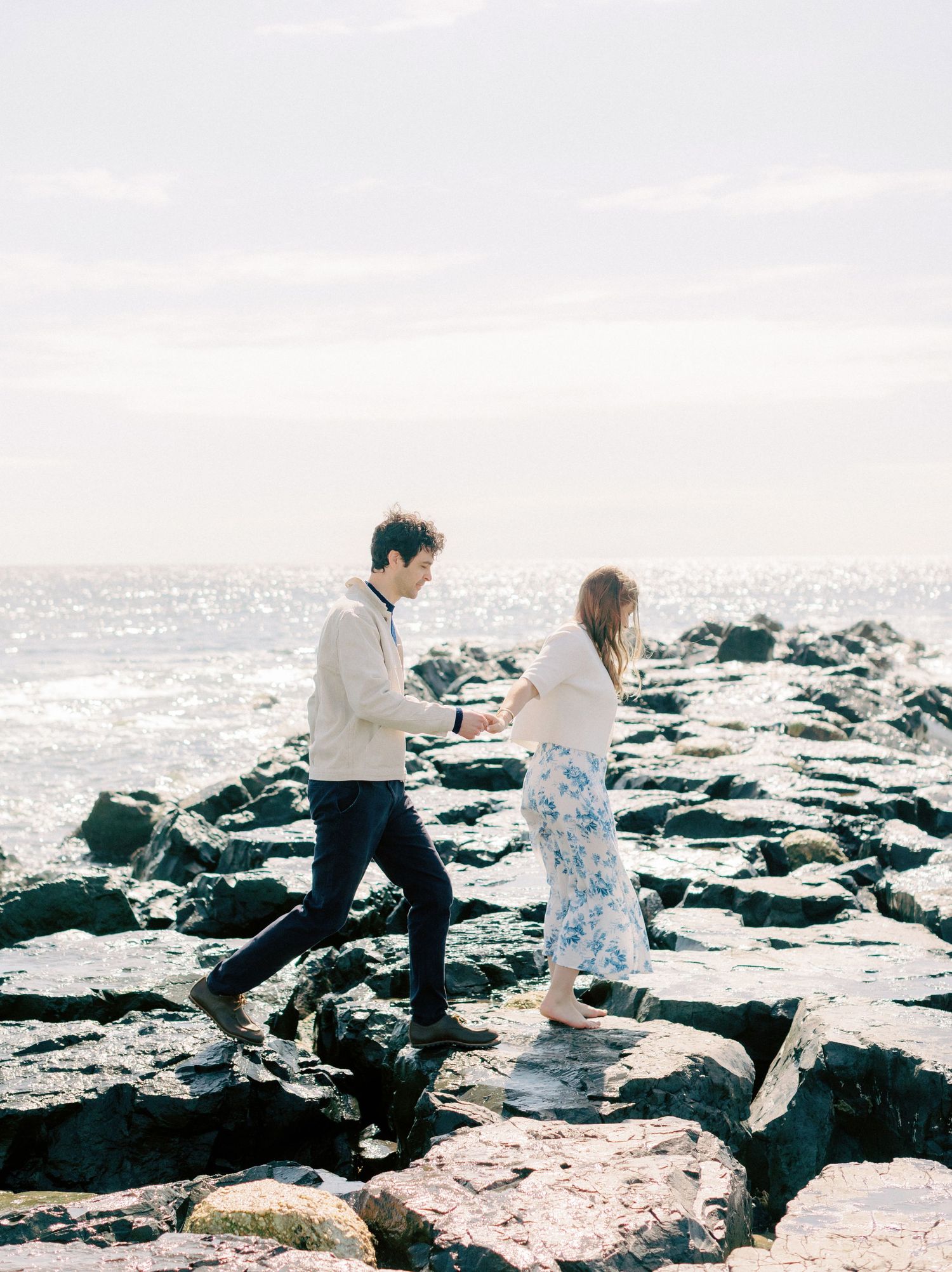 Early morning Asbury Park Engagement session Jeanie Jang photo New Jersey wedding photographer