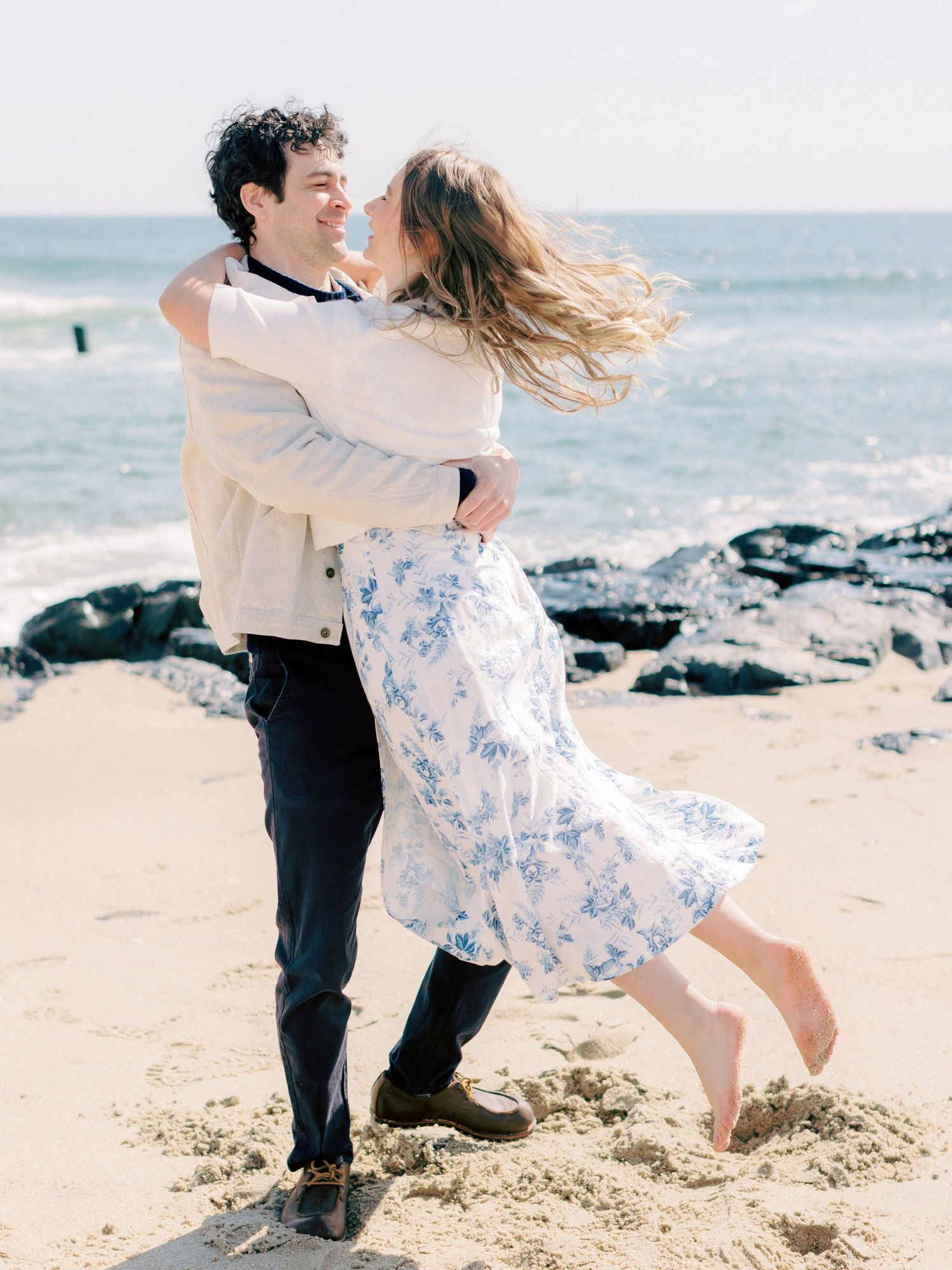 Early morning Asbury Park Engagement session Jeanie Jang photo New Jersey wedding photographer
