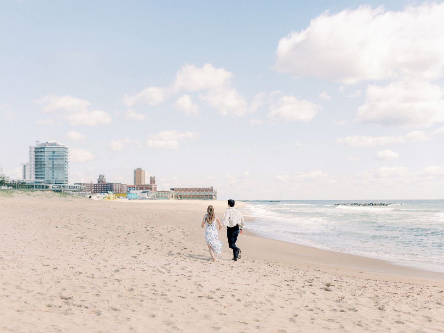 Early morning Asbury Park Engagement session Jeanie Jang photo New Jersey wedding photographer