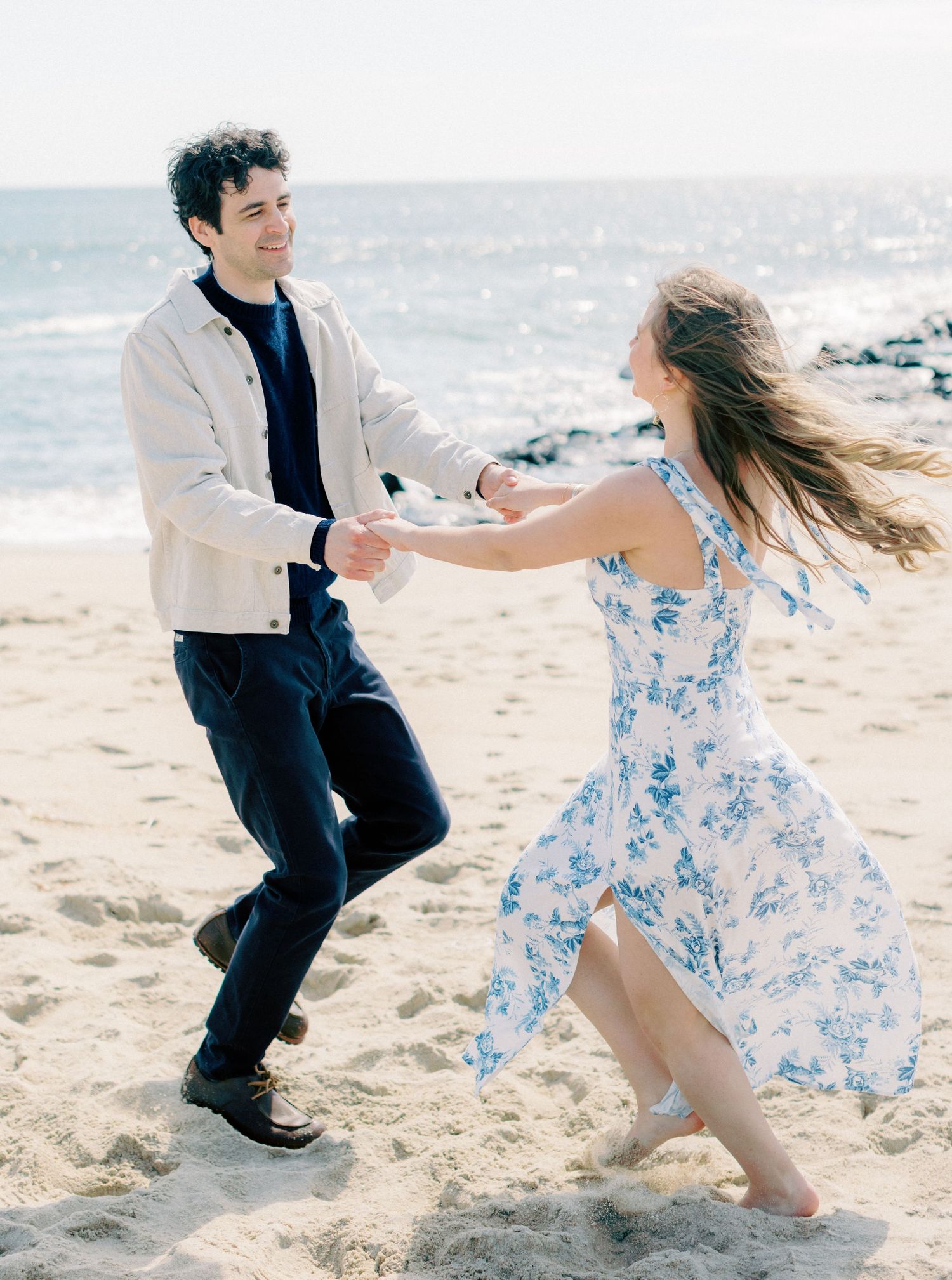 Early morning Asbury Park Engagement session Jeanie Jang photo New Jersey wedding photographer