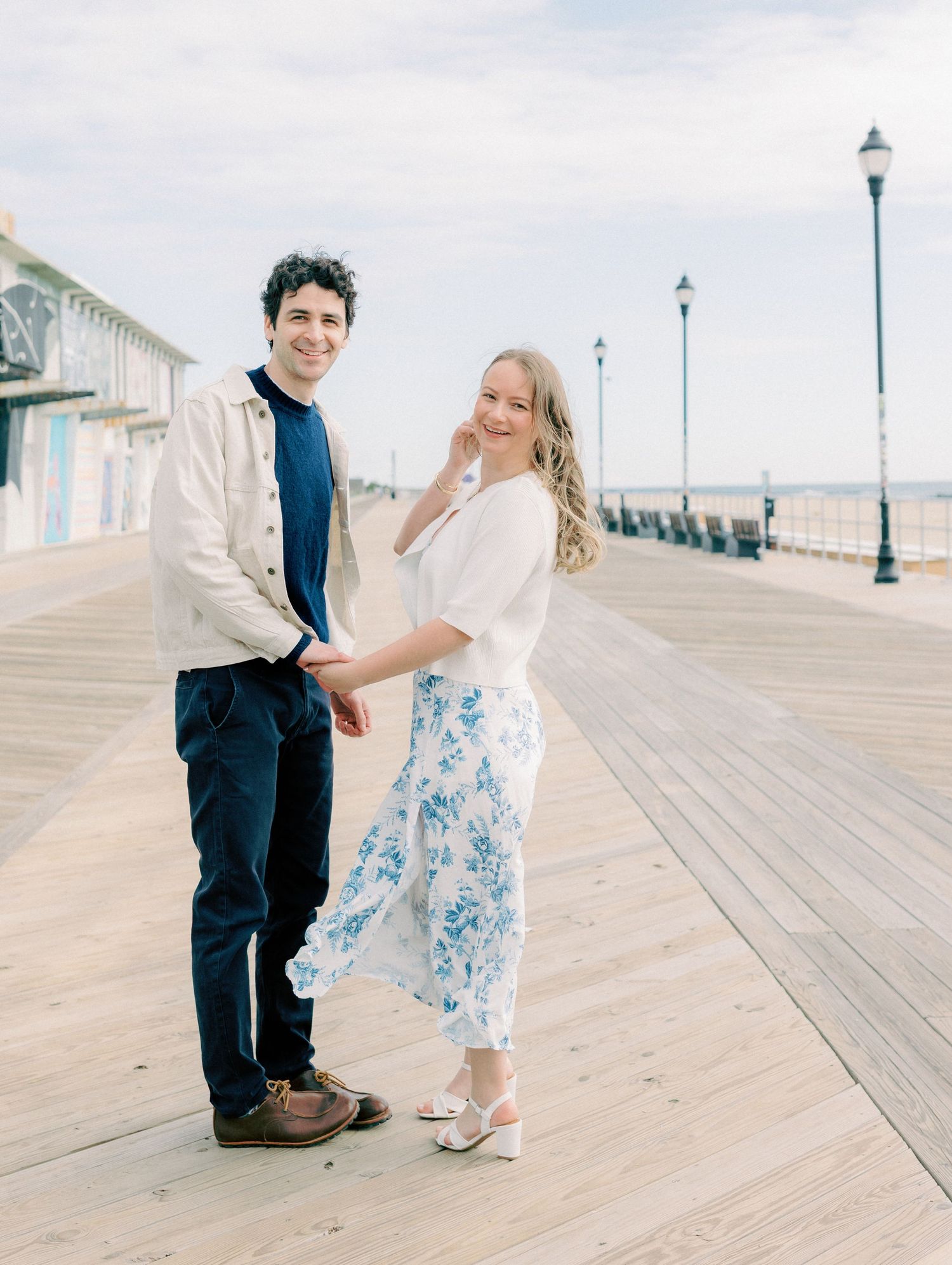 Early morning Asbury Park Engagement session Jeanie Jang photo New Jersey wedding photographer