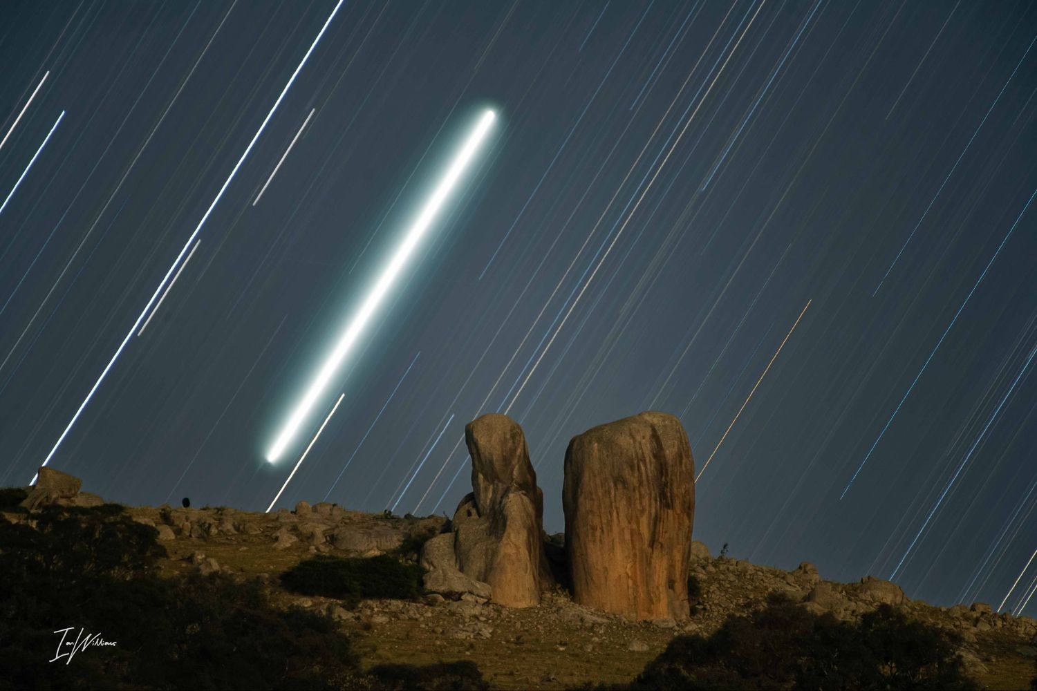 Star trail over Castle Rock, Tuggeranong area