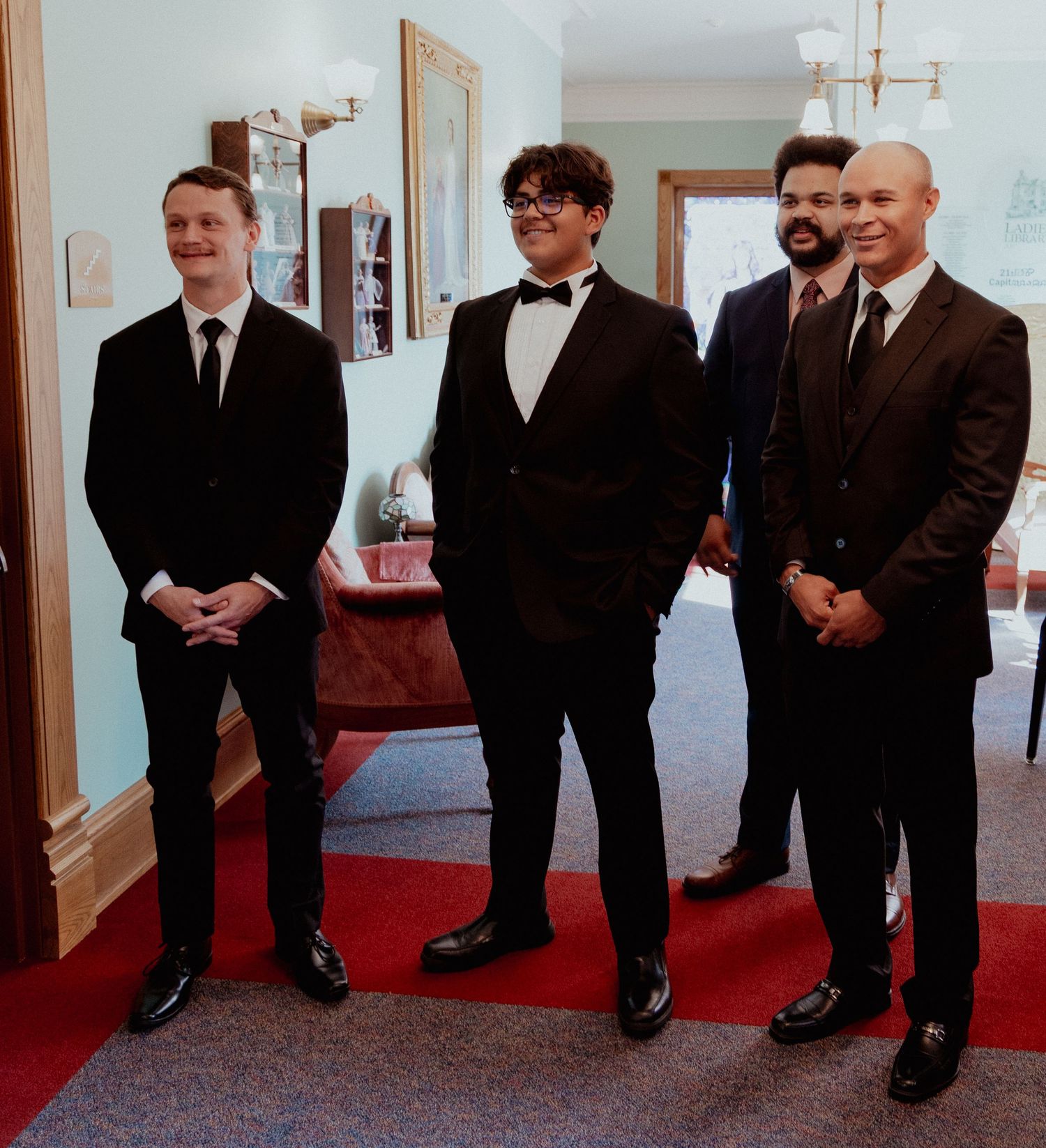 Rigling Wedding all the sons waiting to see the bride to be.